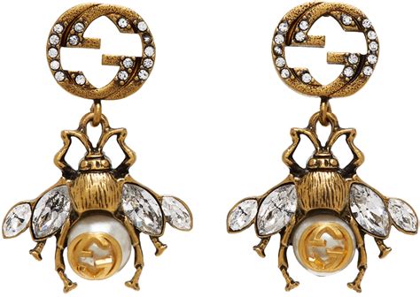 gucci bee earrings with crystals|Gucci amethyst earrings.